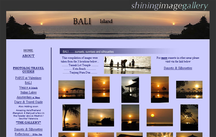 Screen Grab of Bali Sunsets Gallery Old Site www.kathrynharrisonphotography.com